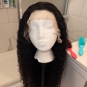 Brazilian Deep Curly Transparent Lace Front Wigs Human Hair 13x4 Ear To Ear 200%